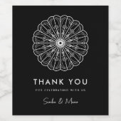 Moderne minimalistische Schwarz-Weiß-Blume Weinetikett (Einzelnes Label)