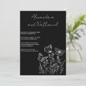 Moderne Minimalistische Schwarz-Weiß-Butterfly-Hoc Einladung (Stehend Vorderseite)