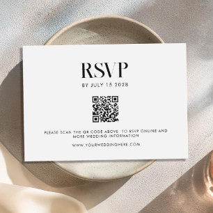 Moderne Minimalistische Schwarz-Weiß-Chic-Hochzeit RSVP Karte