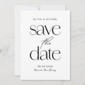 Moderne Minimalistische Schwarz-Weiß-Chic-Hochzeit Save The Date (Vorderseite)