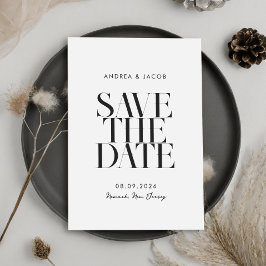 Moderne Minimalistische Schwarz-Weiß-Chic-Hochzeit Save The Date