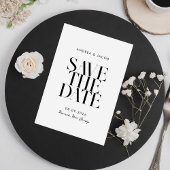 Moderne Minimalistische Schwarz-Weiß-Chic-Hochzeit Save The Date