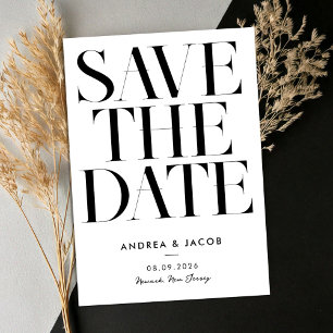 Moderne Minimalistische Schwarz-Weiß-Chic-Hochzeit Save The Date