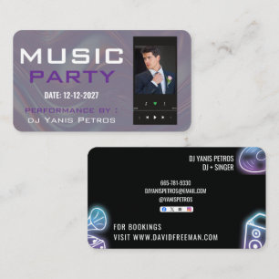 Moderne Minimalistische Schwarz-Weiß-DJ-Musik-Plat Visitenkarte