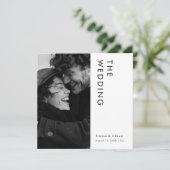 Moderne Minimalistische Schwarz-Weiß-Foto-Hochzeit Einladung (Stehend Vorderseite)
