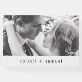 Moderne Minimalistische Schwarz-Weiß-Foto-Hochzeit Gästebuch
