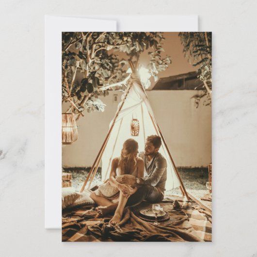 Moderne Minimalistische Schwarz-Weiß-Foto-Hochzeit Save The Date (Rückseite)