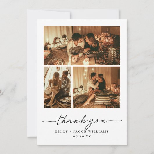 Moderne Minimalistische Schwarz-Weiß-FotoCollage 3 Dankeskarte (Vorderseite)