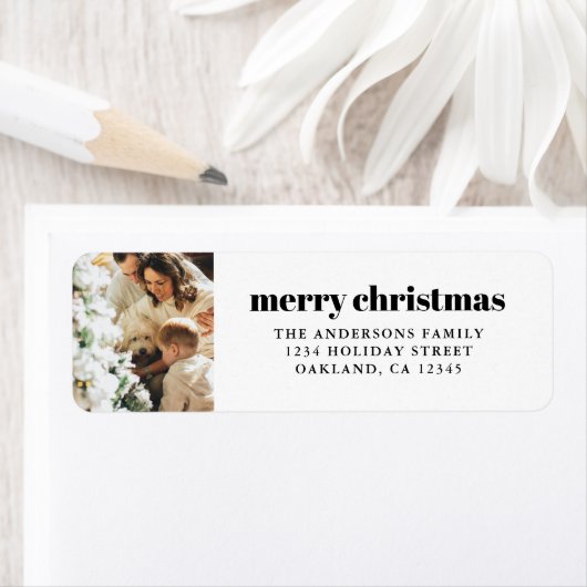 Moderne Minimalistische Schwarz & Weiß frohe Weihn (Insitu)