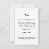 Moderne Minimalistische Schwarz-Weiß-Gedenkstätte Dankeskarte (Rückseite)