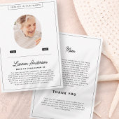 Moderne Minimalistische Schwarz-Weiß-Gedenkstätte Dankeskarte