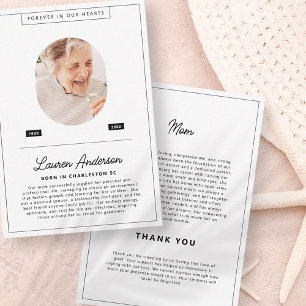 Moderne Minimalistische Schwarz-Weiß-Gedenkstätte Dankeskarte