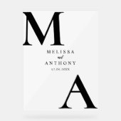 Moderne Minimalistische Schwarz-Weiß-Hochzeit Acrylschild (Vorderseite)