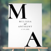 Moderne Minimalistische Schwarz-Weiß-Hochzeit Acrylschild (Neutral)