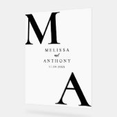 Moderne Minimalistische Schwarz-Weiß-Hochzeit Acrylschild (Winkel)