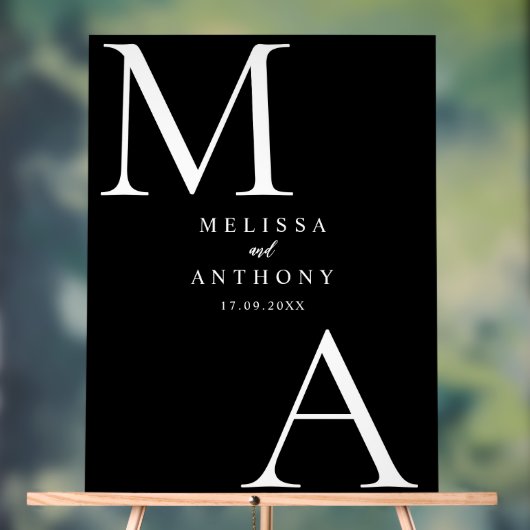 Moderne Minimalistische Schwarz-Weiß-Hochzeit Acrylschild (Neutral)