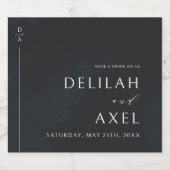 Moderne Minimalistische Schwarz-Weiß-Hochzeit Alkoholflaschenetikett (Einzelnes Label)