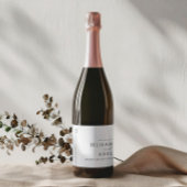 Moderne Minimalistische Schwarz-Weiß-Hochzeit Alkoholflaschenetikett