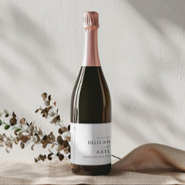 Moderne Minimalistische Schwarz-Weiß-Hochzeit Alkoholflaschenetikett