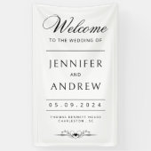 Moderne, minimalistische Schwarz-Weiß-Hochzeit Banner (Vertikal)