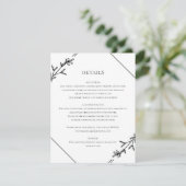 Moderne Minimalistische Schwarz-Weiß-Hochzeit Begleitkarte (Stehend Vorderseite)