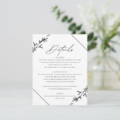 Moderne Minimalistische Schwarz-Weiß-Hochzeit Begleitkarte (Stehend Vorderseite)