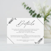 Moderne Minimalistische Schwarz-Weiß-Hochzeit Begleitkarte (Stehend Vorderseite)