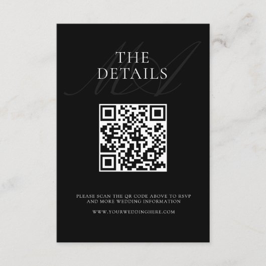 Moderne Minimalistische Schwarz-Weiß-Hochzeit Begleitkarte (Vorderseite)