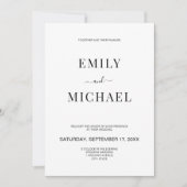 Moderne Minimalistische Schwarz-Weiß-Hochzeit Einladung (Vorderseite)