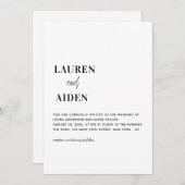 Moderne Minimalistische Schwarz-Weiß-Hochzeit Einladung (Vorne/Hinten)