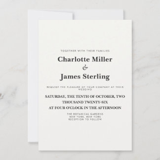 Moderne Minimalistische Schwarz-Weiß-Hochzeit Einladung