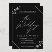 Moderne Minimalistische Schwarz-Weiß-Hochzeit Einladung (Vorne/Hinten)