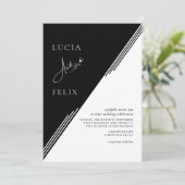 Moderne Minimalistische Schwarz-Weiß-Hochzeit Einladung (Stehend Vorderseite)