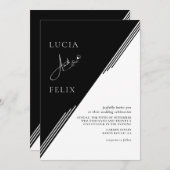 Moderne Minimalistische Schwarz-Weiß-Hochzeit Einladung (Vorne/Hinten)