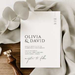 Moderne Minimalistische Schwarz-Weiß-Hochzeit  Einladung