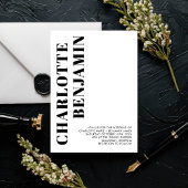 Moderne Minimalistische Schwarz-Weiß-Hochzeit Einladung