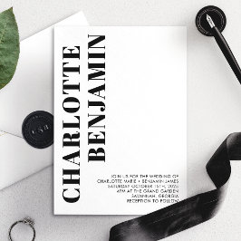 Moderne Minimalistische Schwarz-Weiß-Hochzeit Einladung