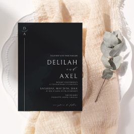 Moderne Minimalistische Schwarz-Weiß-Hochzeit Einladung