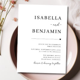 Moderne Minimalistische Schwarz-Weiß-Hochzeit Einladung