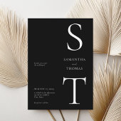 Moderne Minimalistische Schwarz-Weiß-Hochzeit Einladung