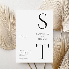 Moderne Minimalistische Schwarz-Weiß-Hochzeit Einladung