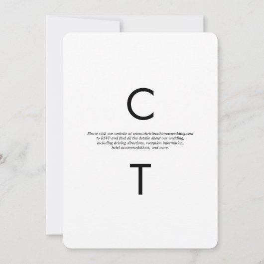 Moderne Minimalistische Schwarz-Weiß-Hochzeit Einladung (Rückseite)