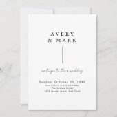 Moderne Minimalistische Schwarz-Weiß-Hochzeit Einladung (Vorderseite)