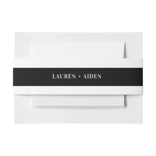 Moderne Minimalistische Schwarz-Weiß-Hochzeit Einladungsbanderole (Vorderseite Beispiel)