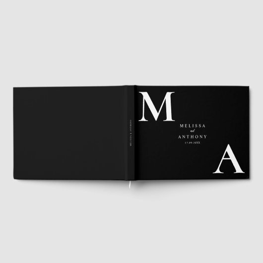Moderne Minimalistische Schwarz-Weiß-Hochzeit Gästebuch (Voll)