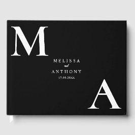 Moderne Minimalistische Schwarz-Weiß-Hochzeit Gästebuch