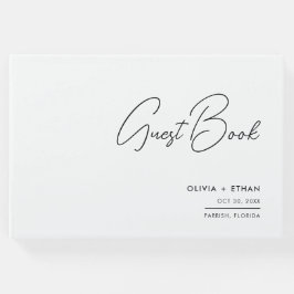 Moderne Minimalistische Schwarz-Weiß-Hochzeit Gästebuch