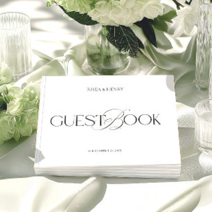 Moderne Minimalistische Schwarz-Weiß-Hochzeit  Gästebuch