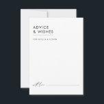 Moderne Minimalistische Schwarz-Weiß-Hochzeit Hinweiskarte<br><div class="desc">Mit dieser modernen, minimalistisch-schwarz-weiß Trauungsberatungskarte können Sie zeitlose Wünsche erfüllen. Inspiriert durch klare Linien und raffinierte Einfachheit, ermöglicht dieses Design Ihren Gästen, ihre herzlichen Ratschläge für das glückliche Paar in einer Weise zu teilen, die Ihr elegantes Hochzeitsthema ergänzt. Das knackige Schwarz-Weiß-Farbschema sorgt dafür, dass diese Karte atemberaubend neben Ihren Hochzeitseinladungen...</div>