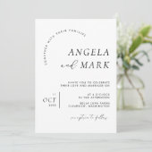 Moderne Minimalistische Schwarz-Weiß-Hochzeit mit  Einladung (Stehend Vorderseite)